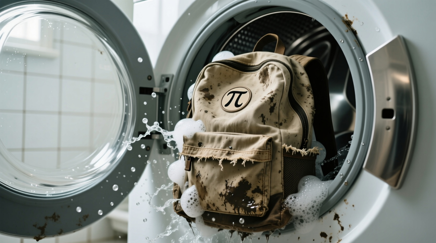 clean a dirty backpack in the washing machine with a pi