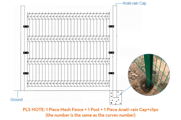 Factory price galvanized steel welded bending fence 3D curved metal welded wire mesh