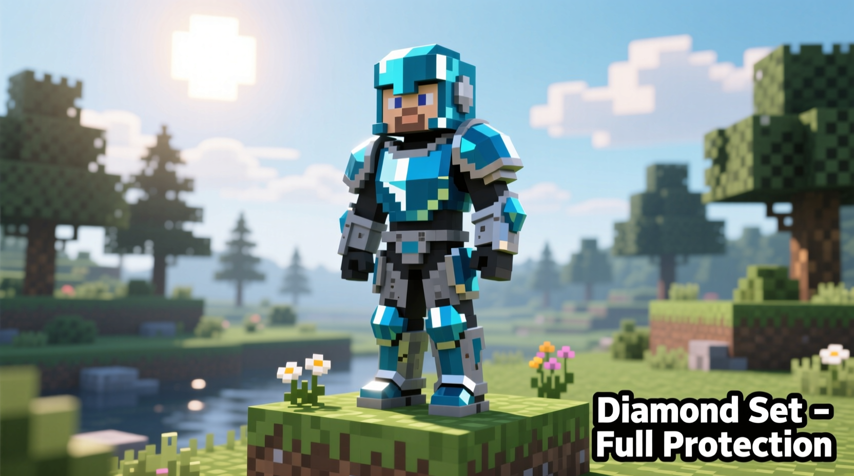 Minecraft armor stand displaying full diamond gear