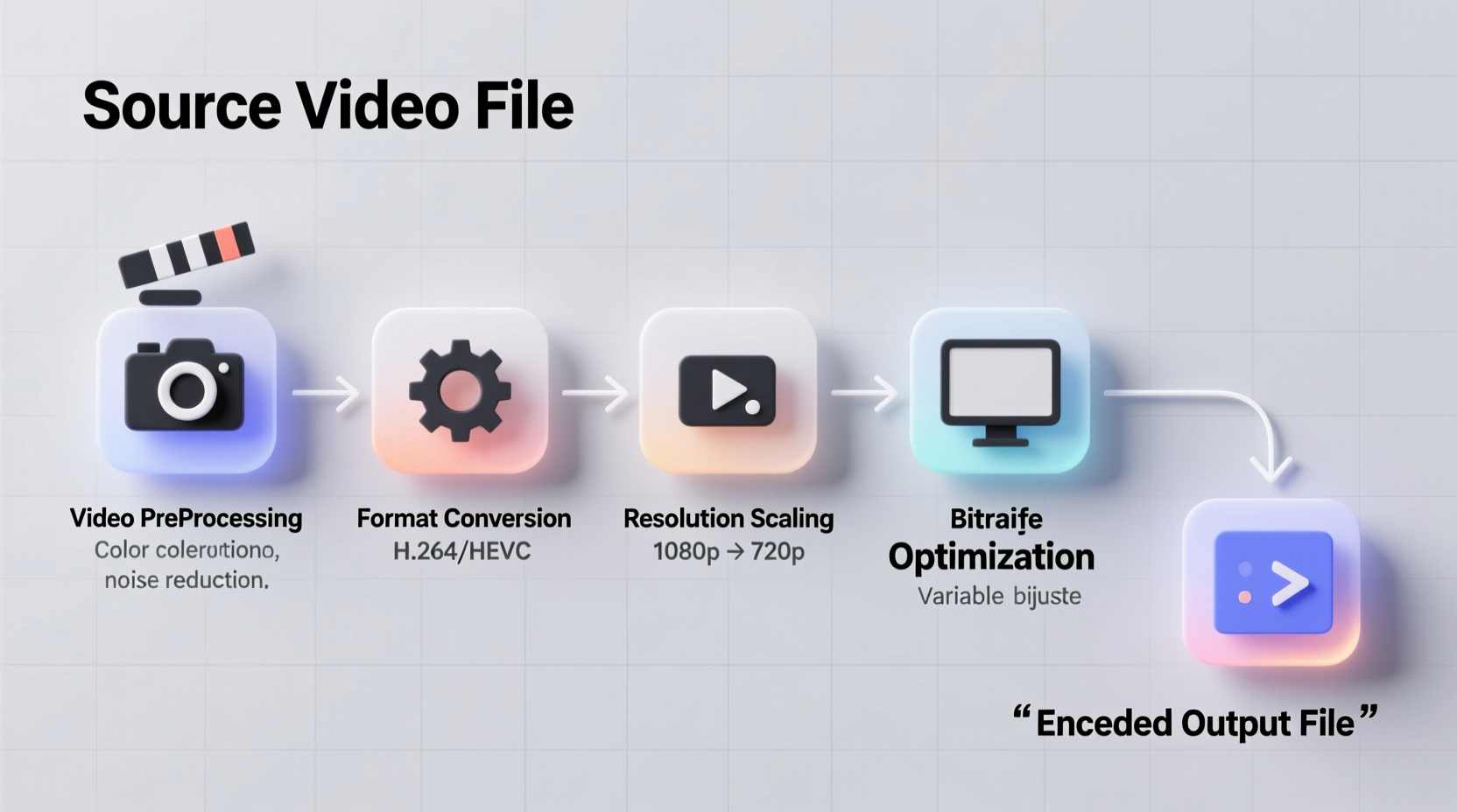 Home video encoding workflow diagram showing software process