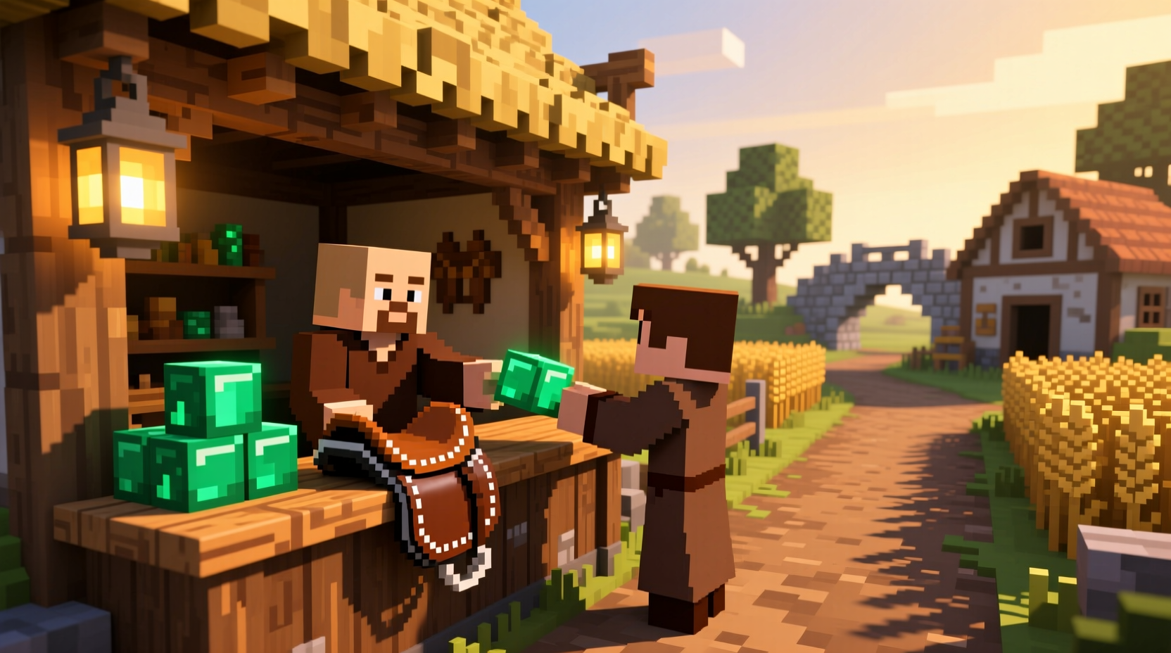 Minecraft village leatherworker trading saddle for emeralds