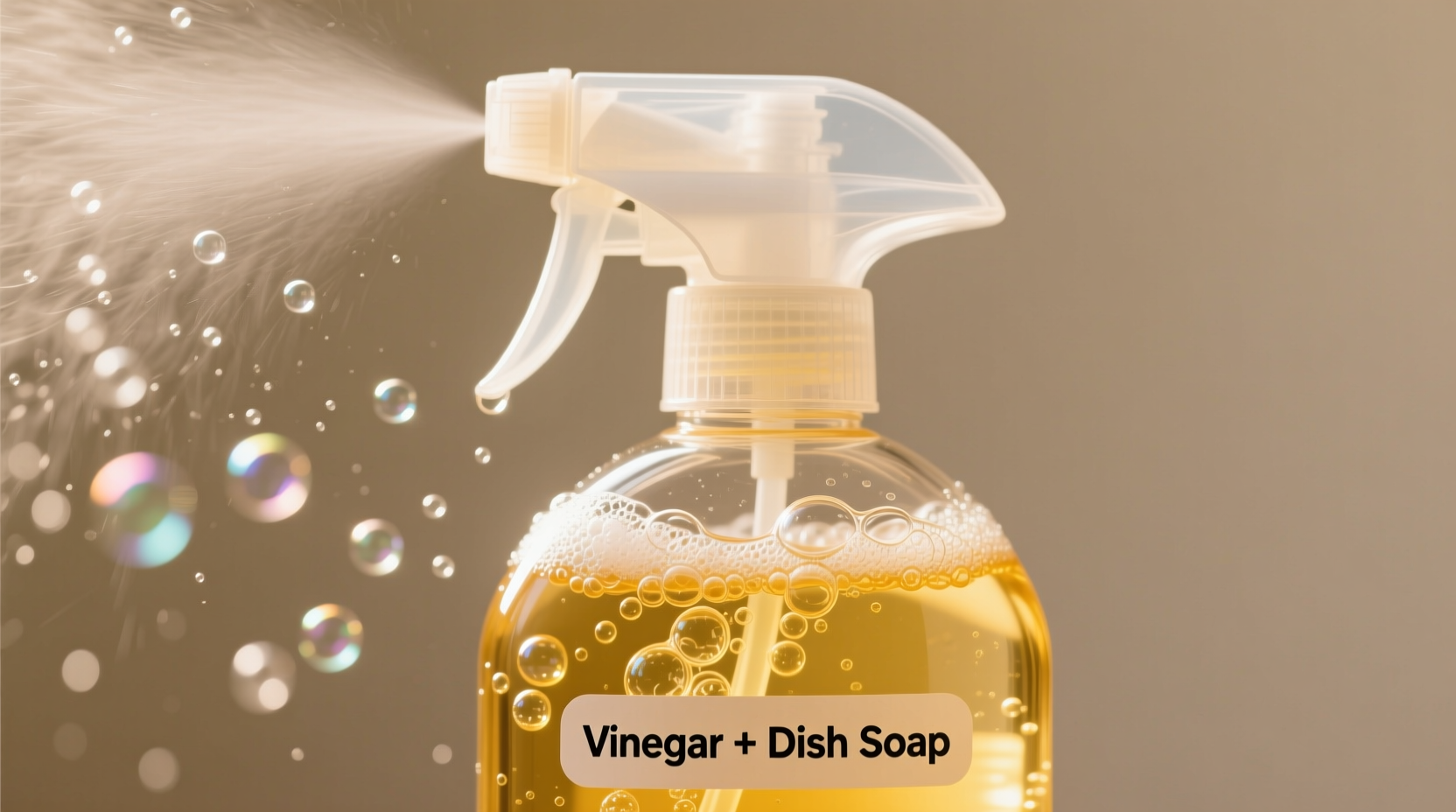 Vinegar dish soap solution in spray bottle