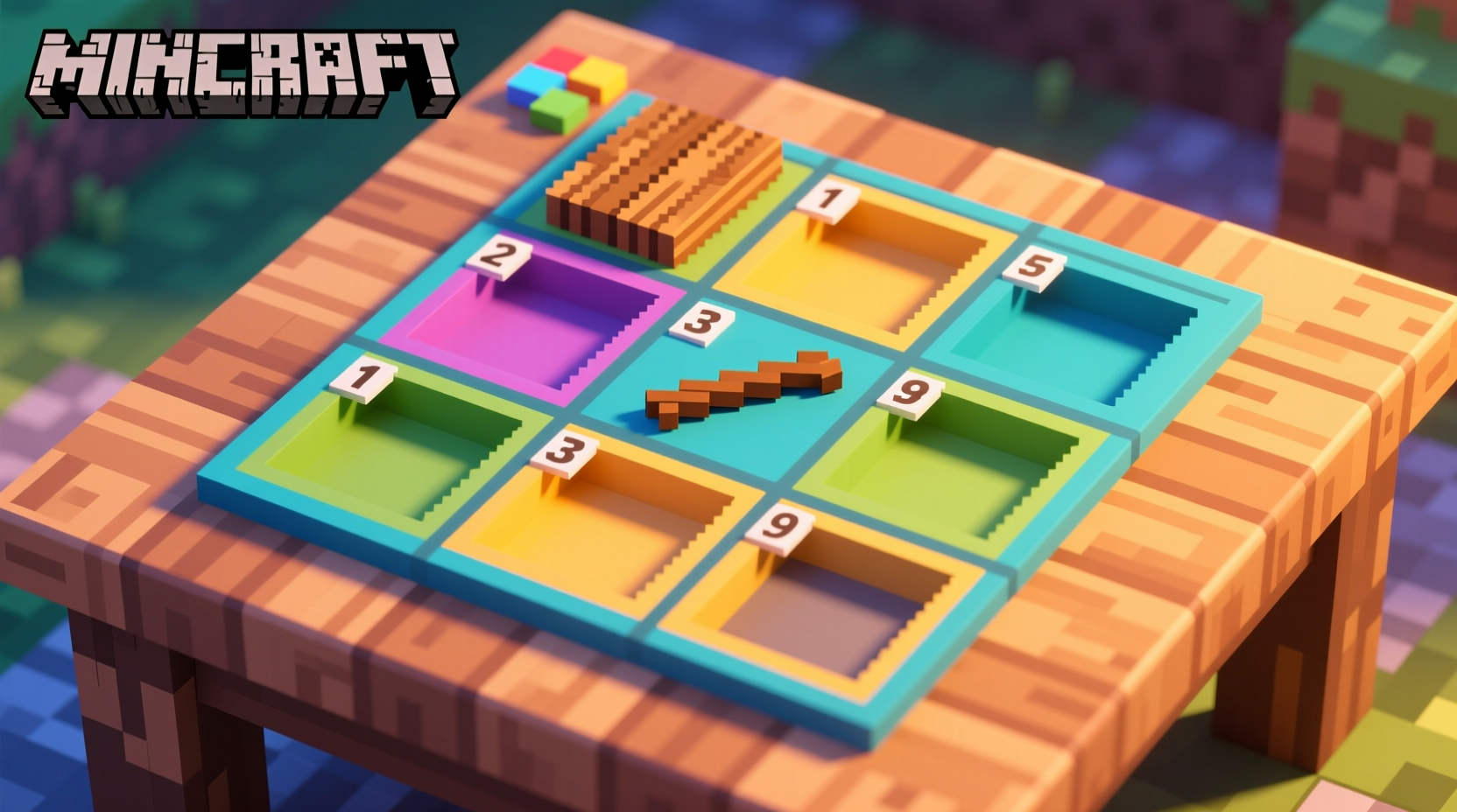 Correct 3x3 grid pattern for Minecraft sign crafting