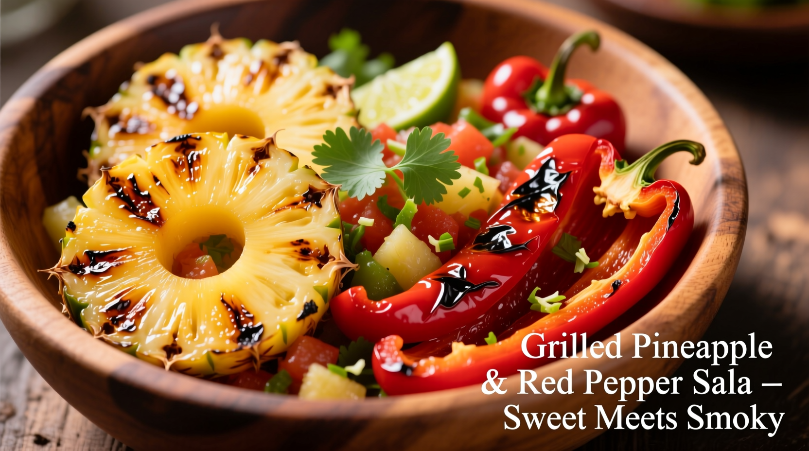 Grilled pineapple and red peppers for fruit salsa