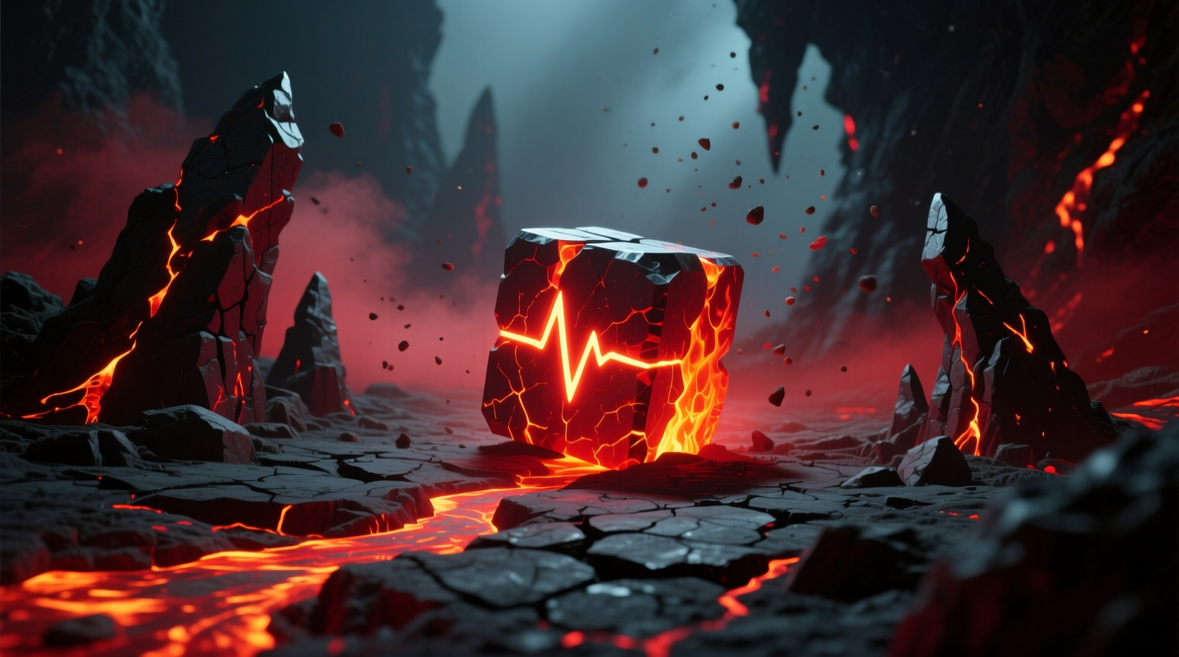 Hellstone blocks glowing red in Terraria's Underworld biome