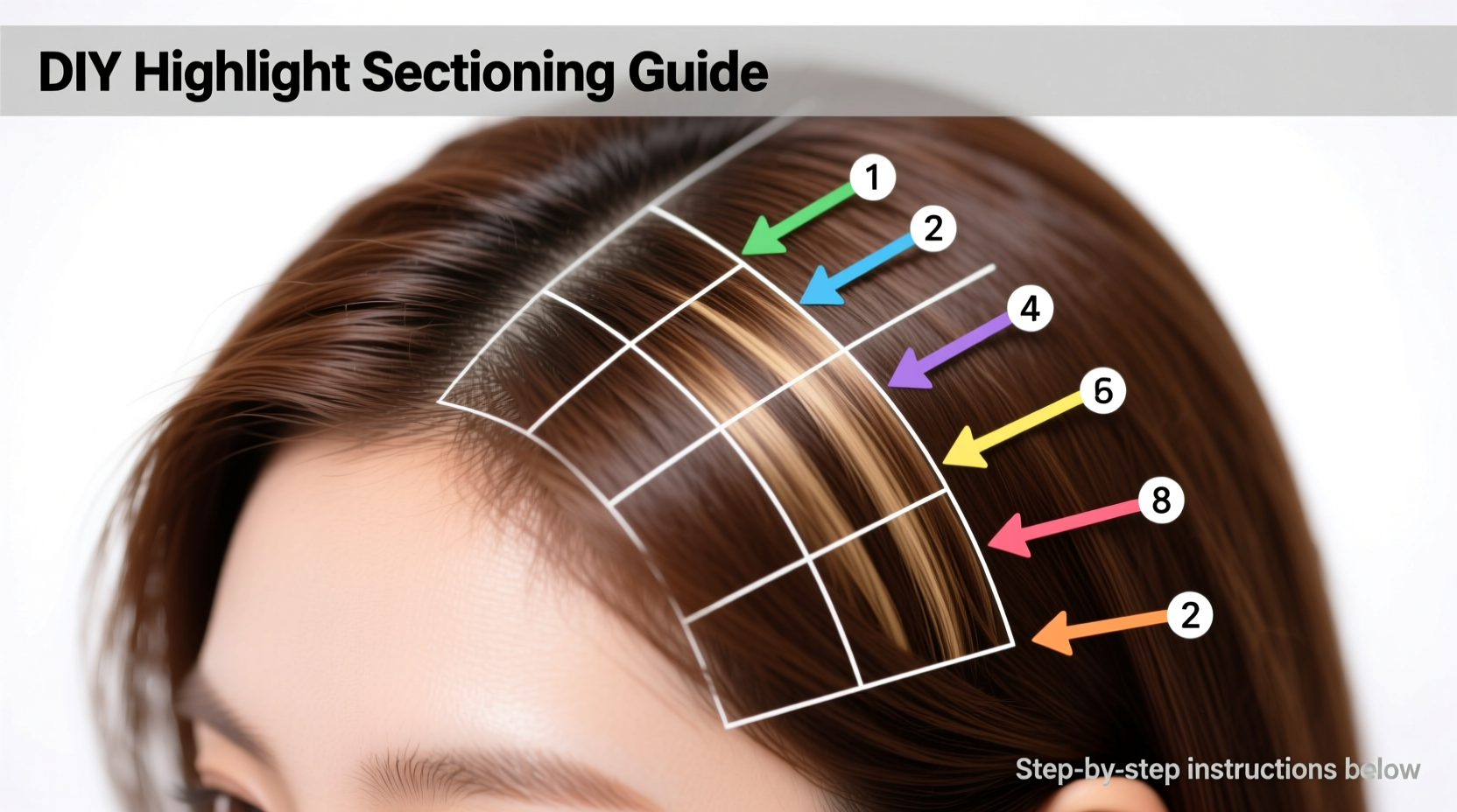 Hair sectioning diagram for DIY highlights