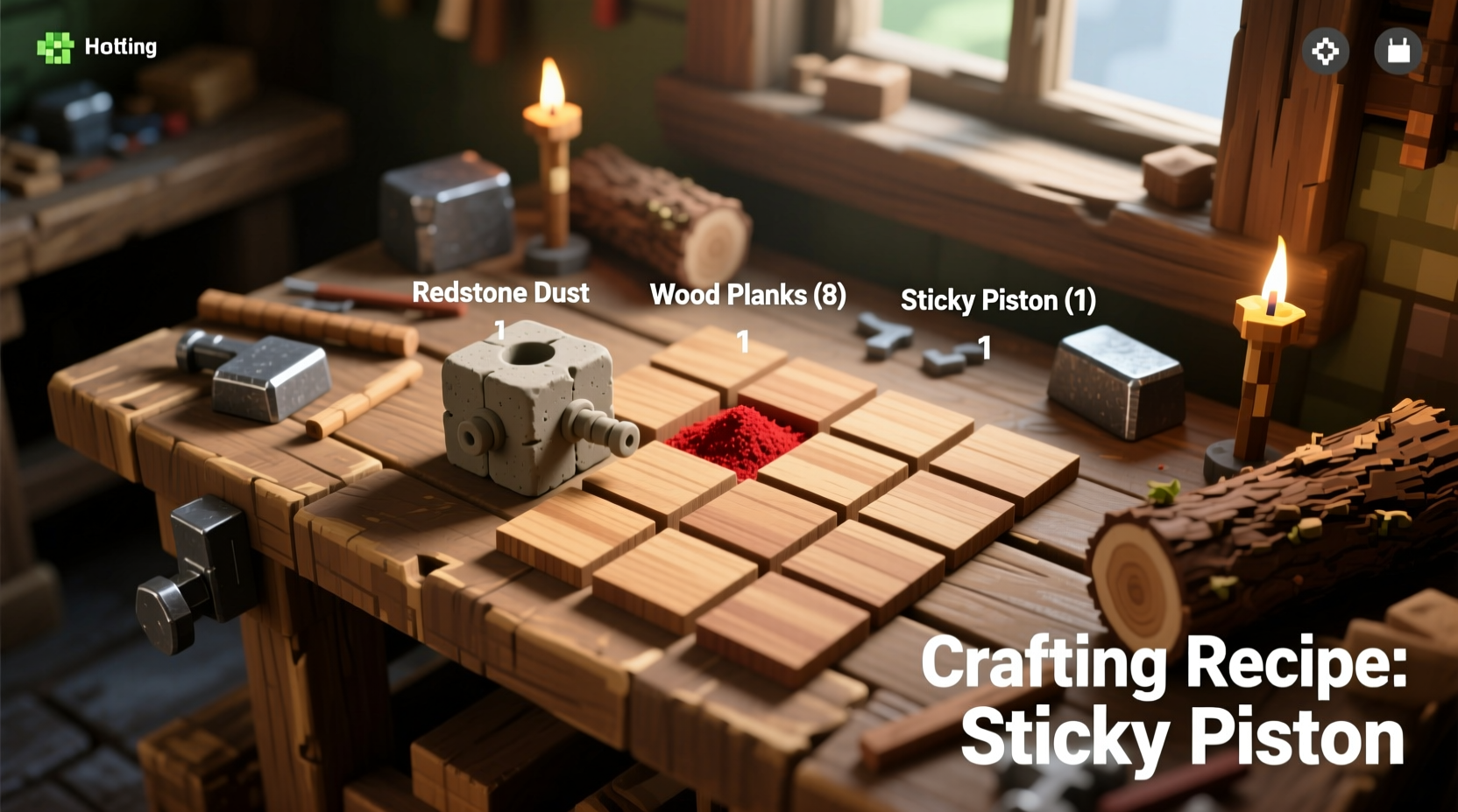 how to craft sticky piston