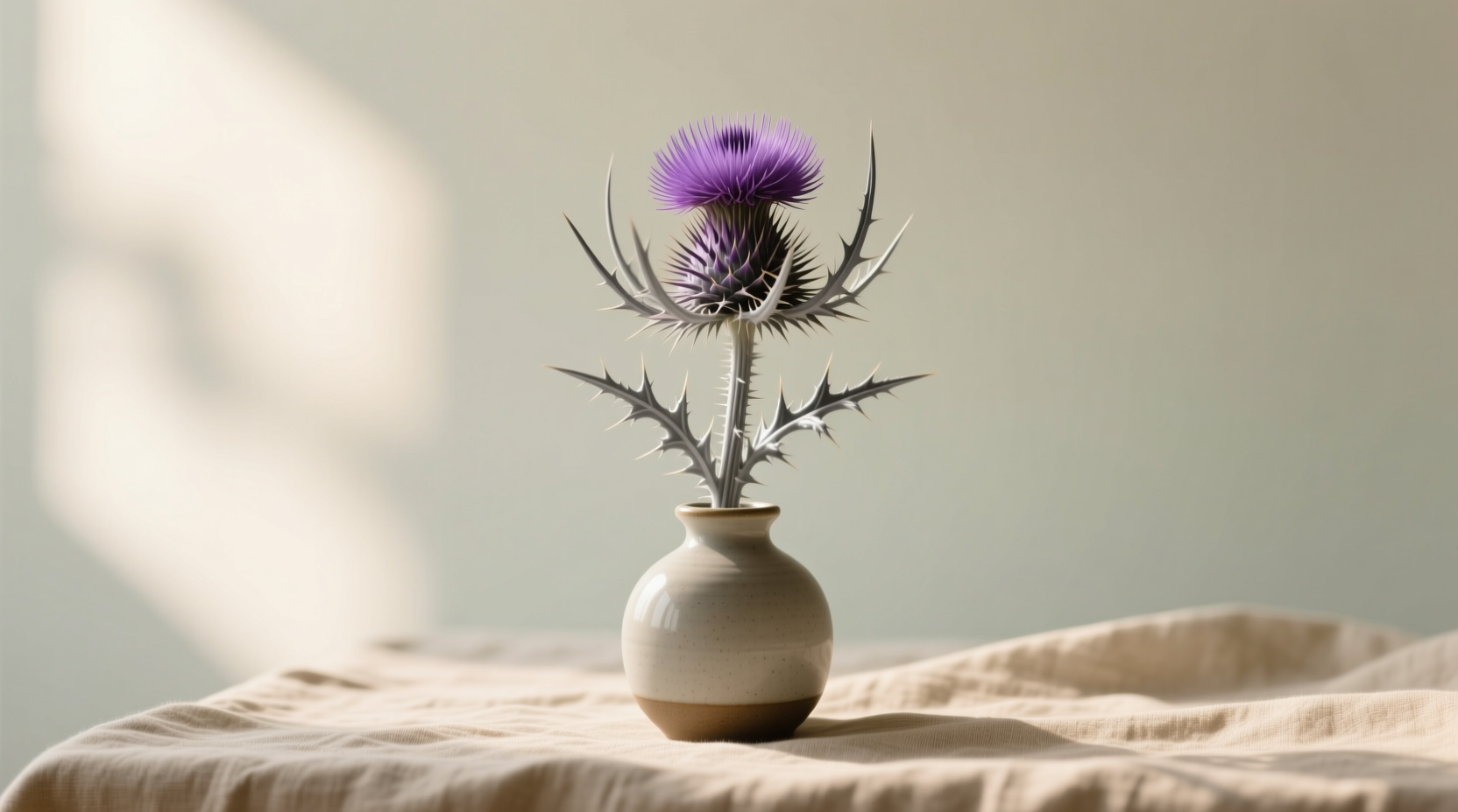 Limited-time thistle arrangement available for St. Andrew's Day, distinguishing cultural gift from ordinary flowers for Scottish expats