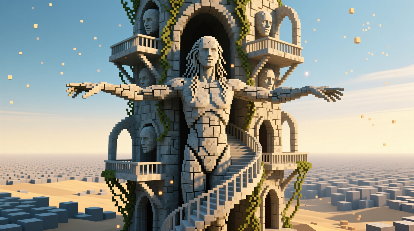 Stone and Human combination creating Building in Infinite Craft