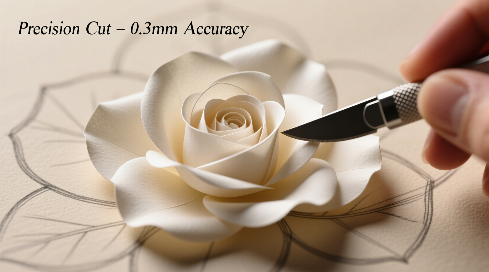 Precision cutting technique for paper flower petals