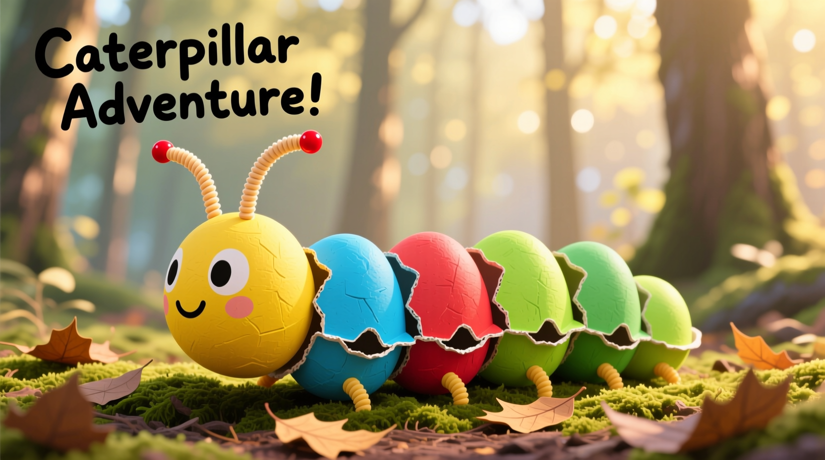 Colorful egg carton caterpillar with pipe cleaner antennae