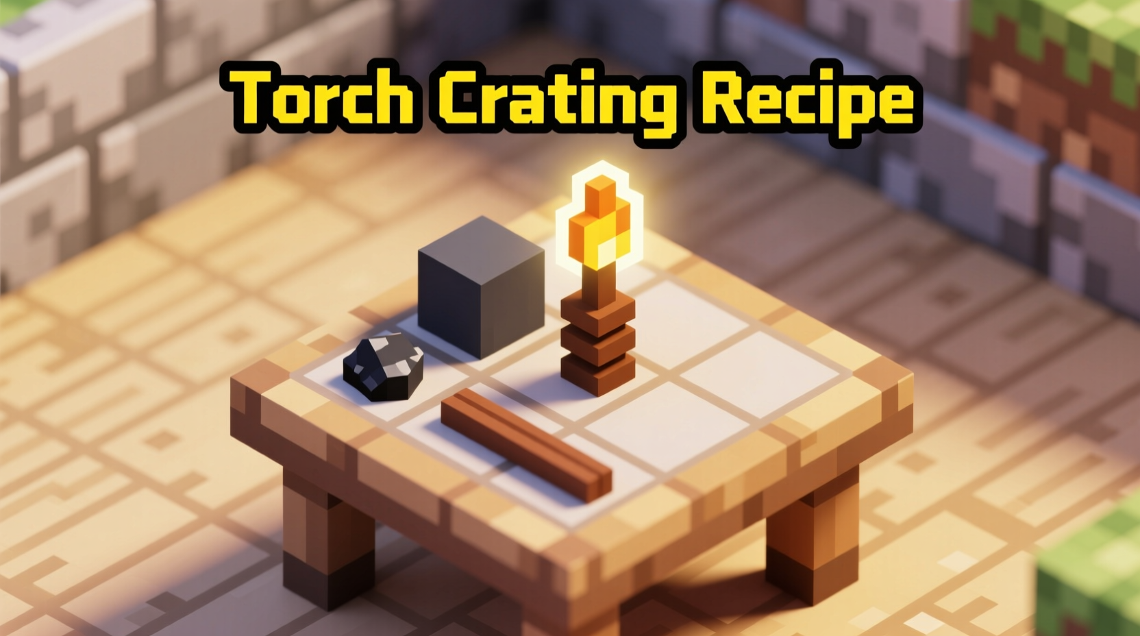 Minecraft torch crafting recipe with coal and sticks