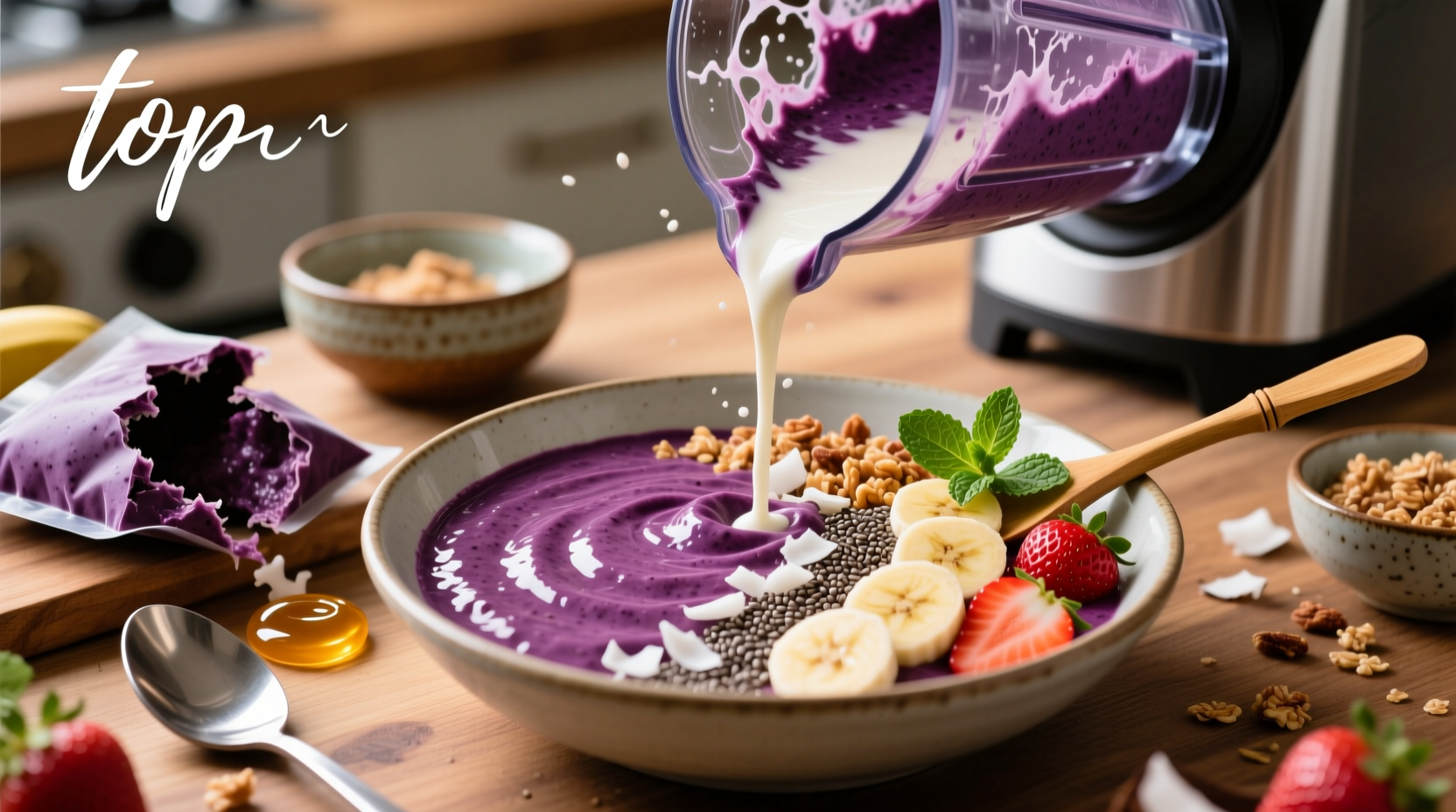 Step-by-step homemade acai blending process