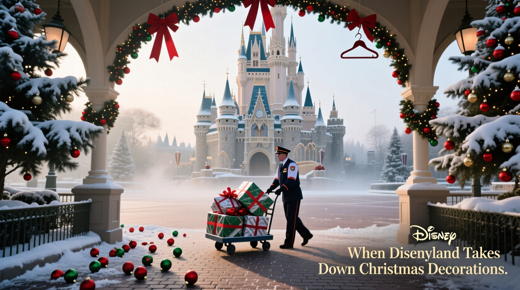 when does disneyland take down christmas decorations