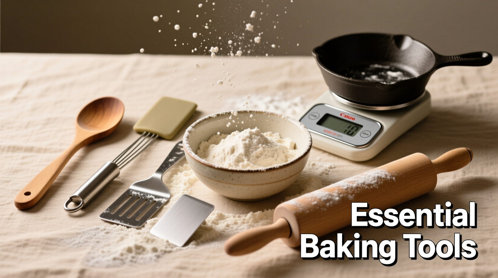 Essential baking tools for homemade white bread recipe