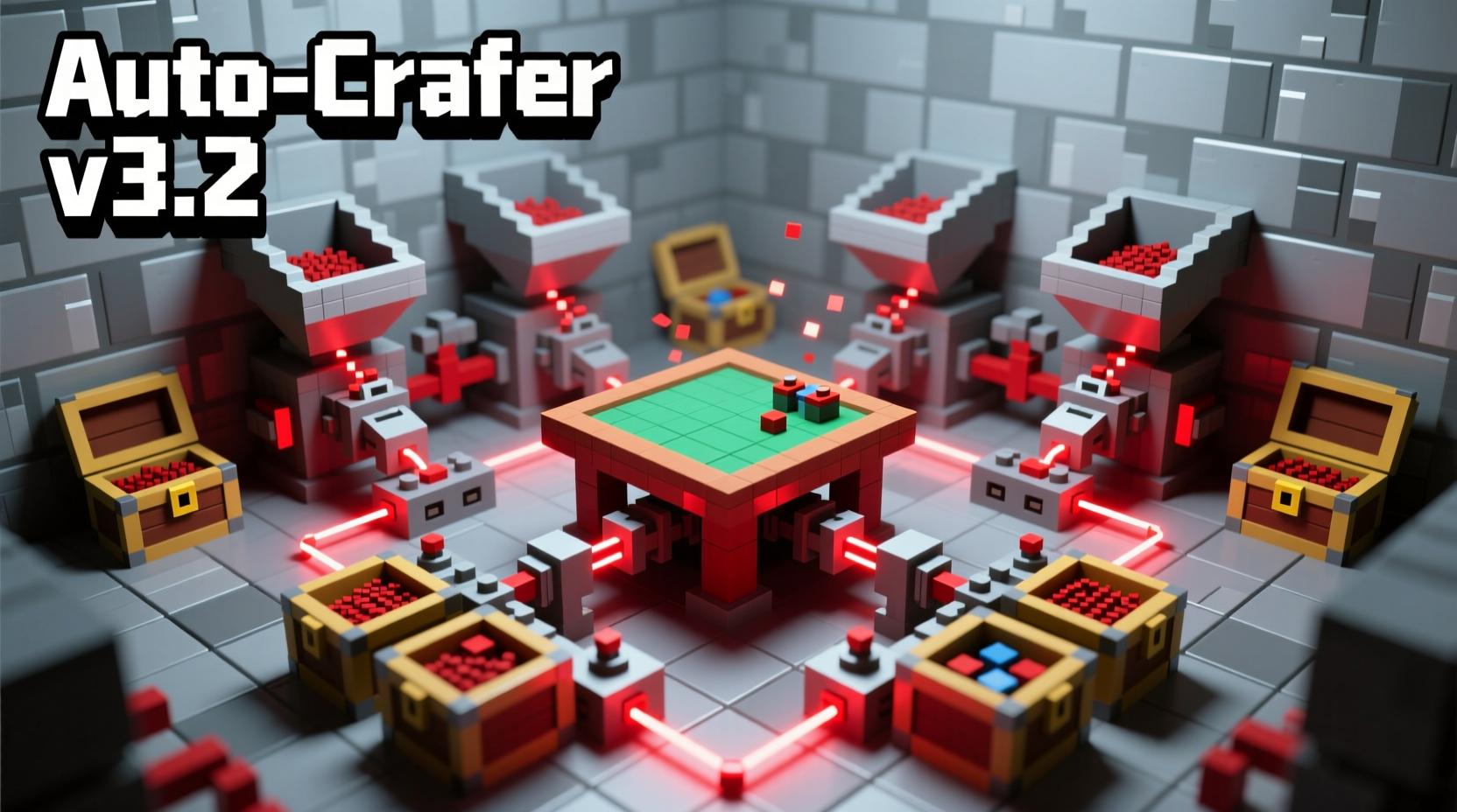 Redstone auto-crafter schematic with hopper system