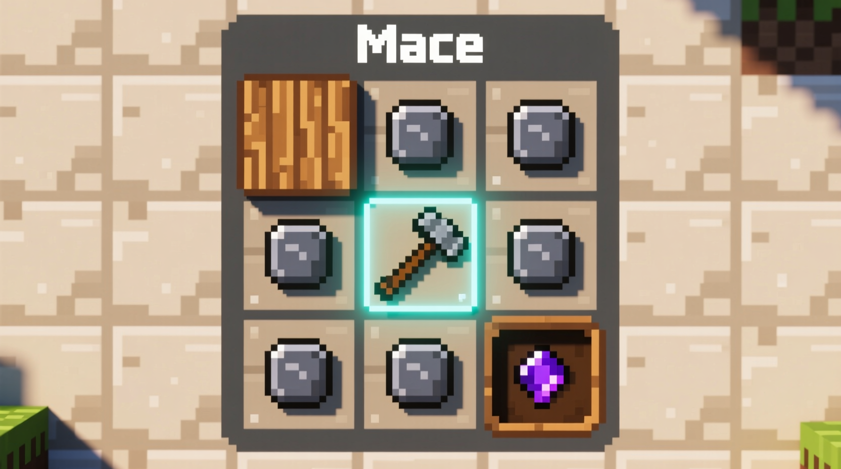 Minecraft mace crafting grid layout