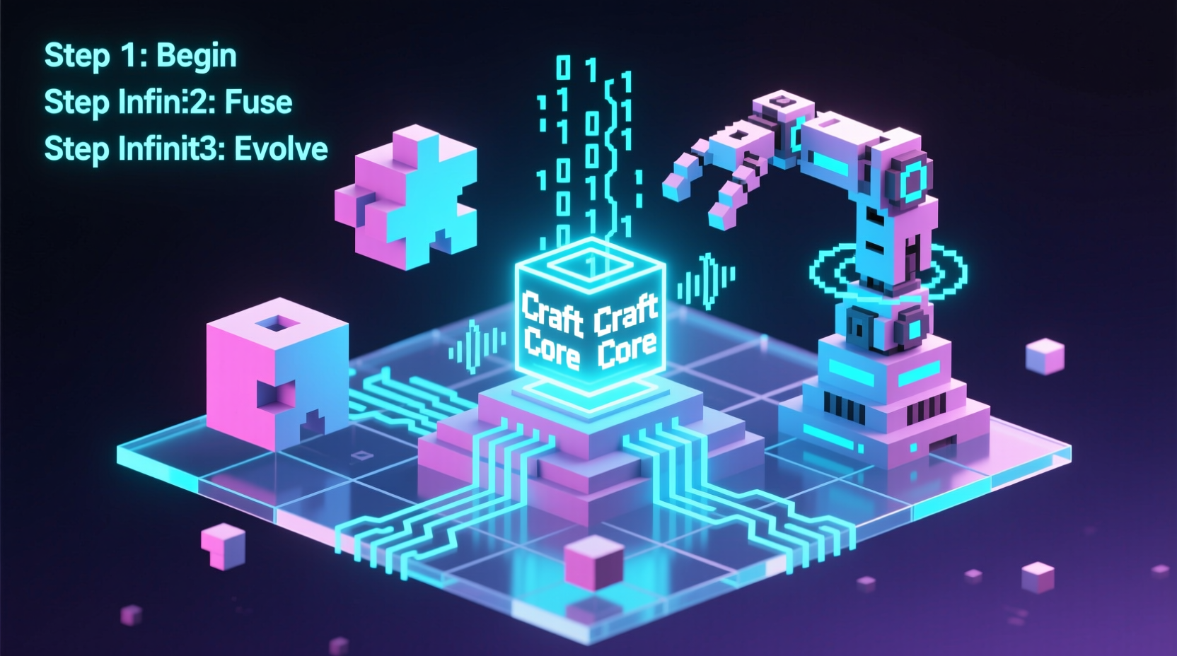 Step-by-step computer crafting sequence in Infinite Craft