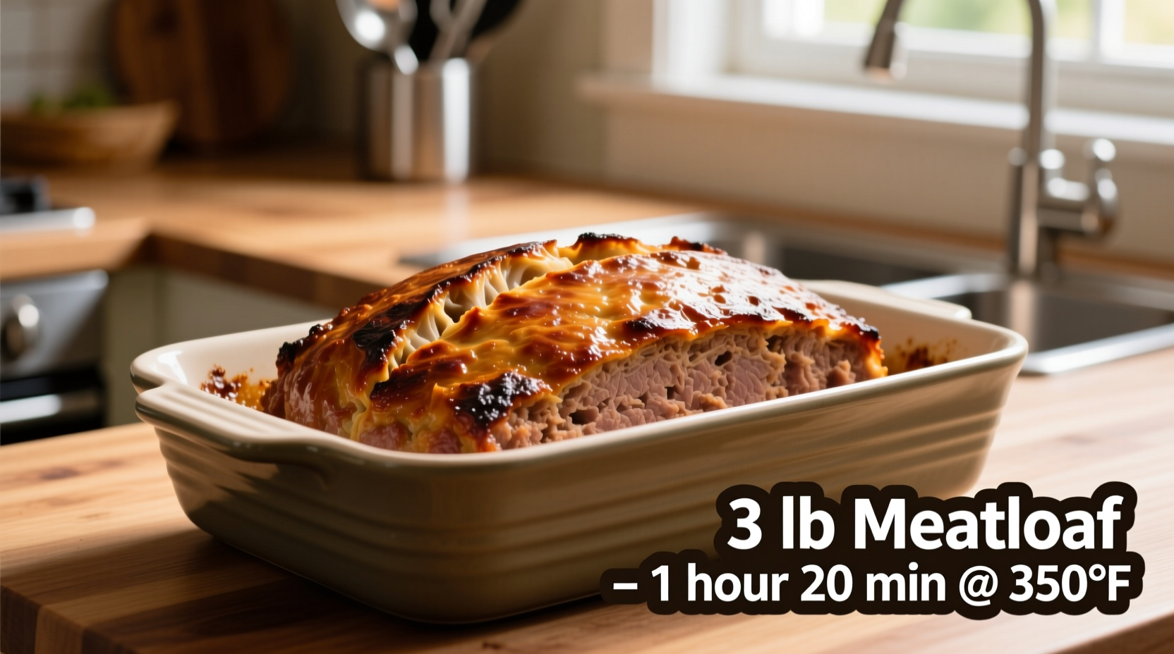 Perfect 3-Pound Meatloaf Cooking Time: 1h20m-1h45m at 350°F
