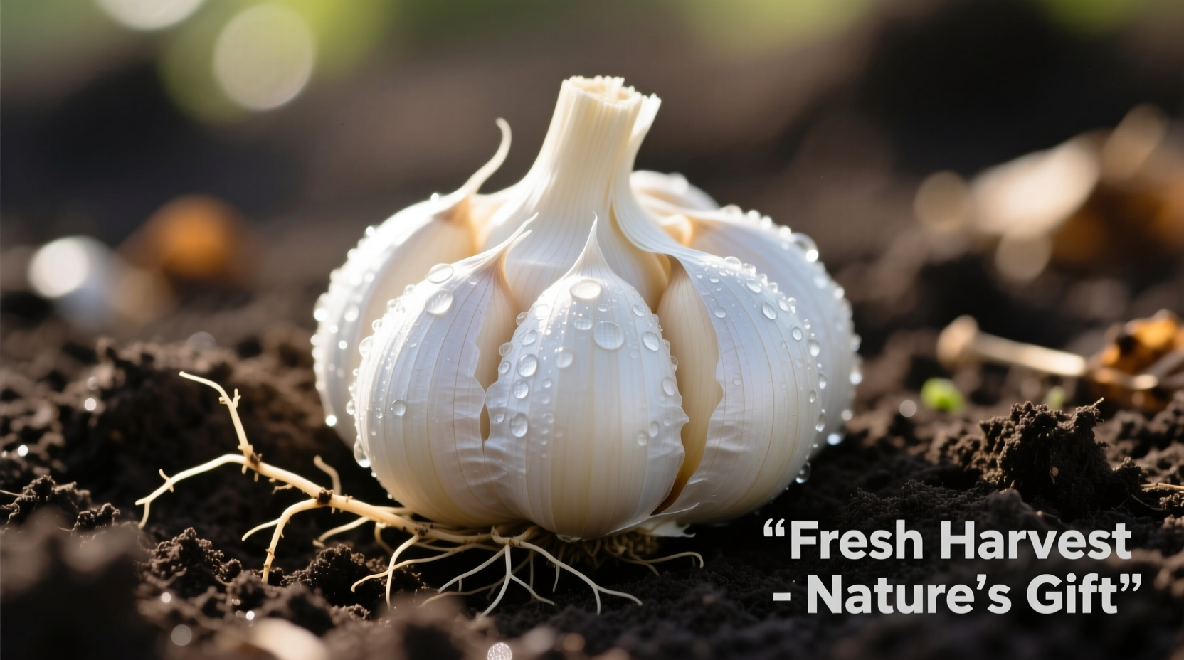 Close-up of plump seed garlic cloves on soil