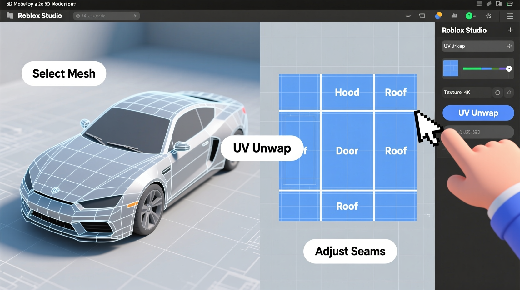 how to make a uv map car in roblox studio