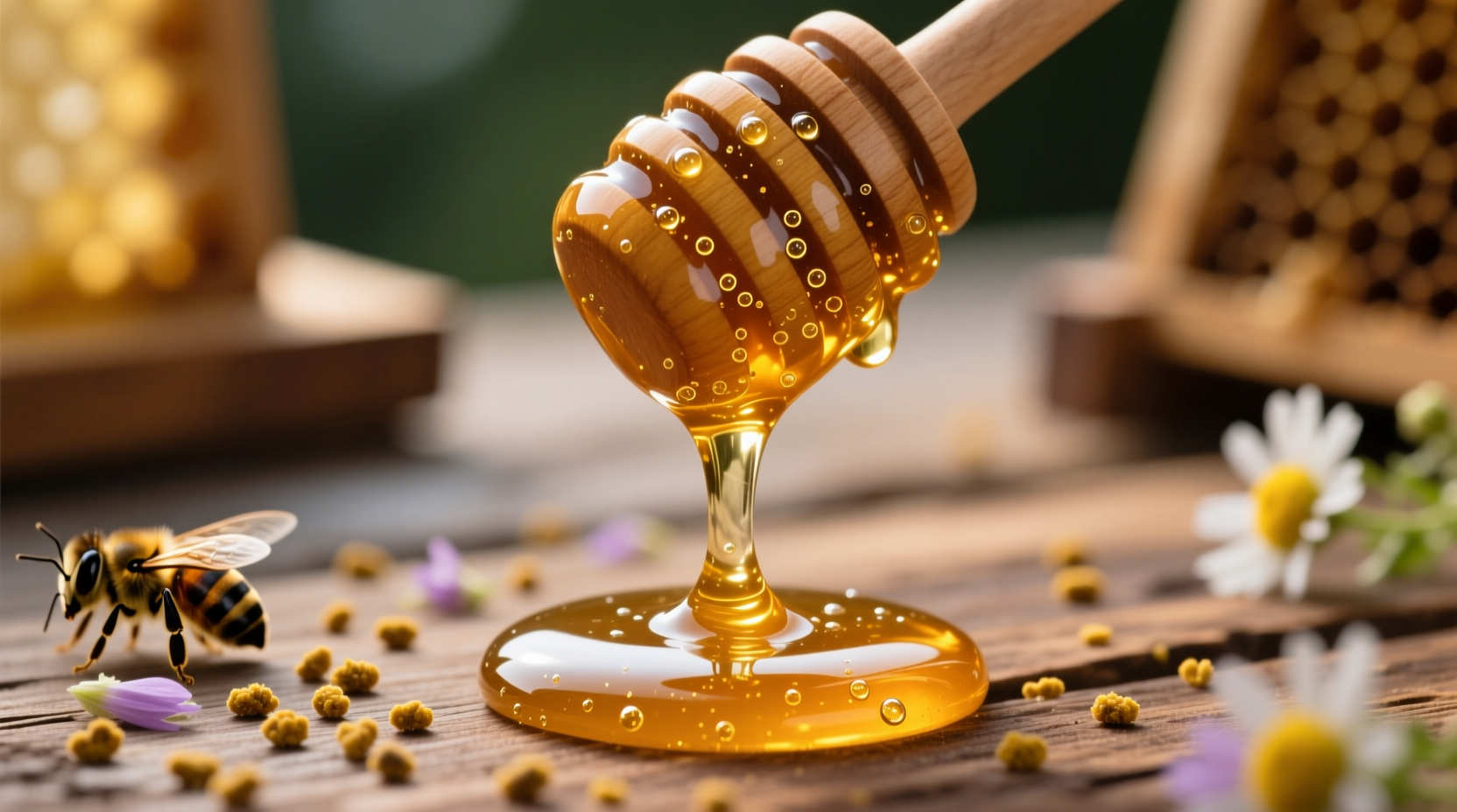 Close-up comparison of crystallized raw honey versus smooth liquid regular honey in identical spoons