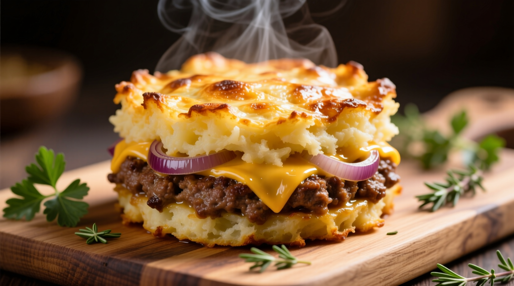 Golden baked hamburger potato casserole