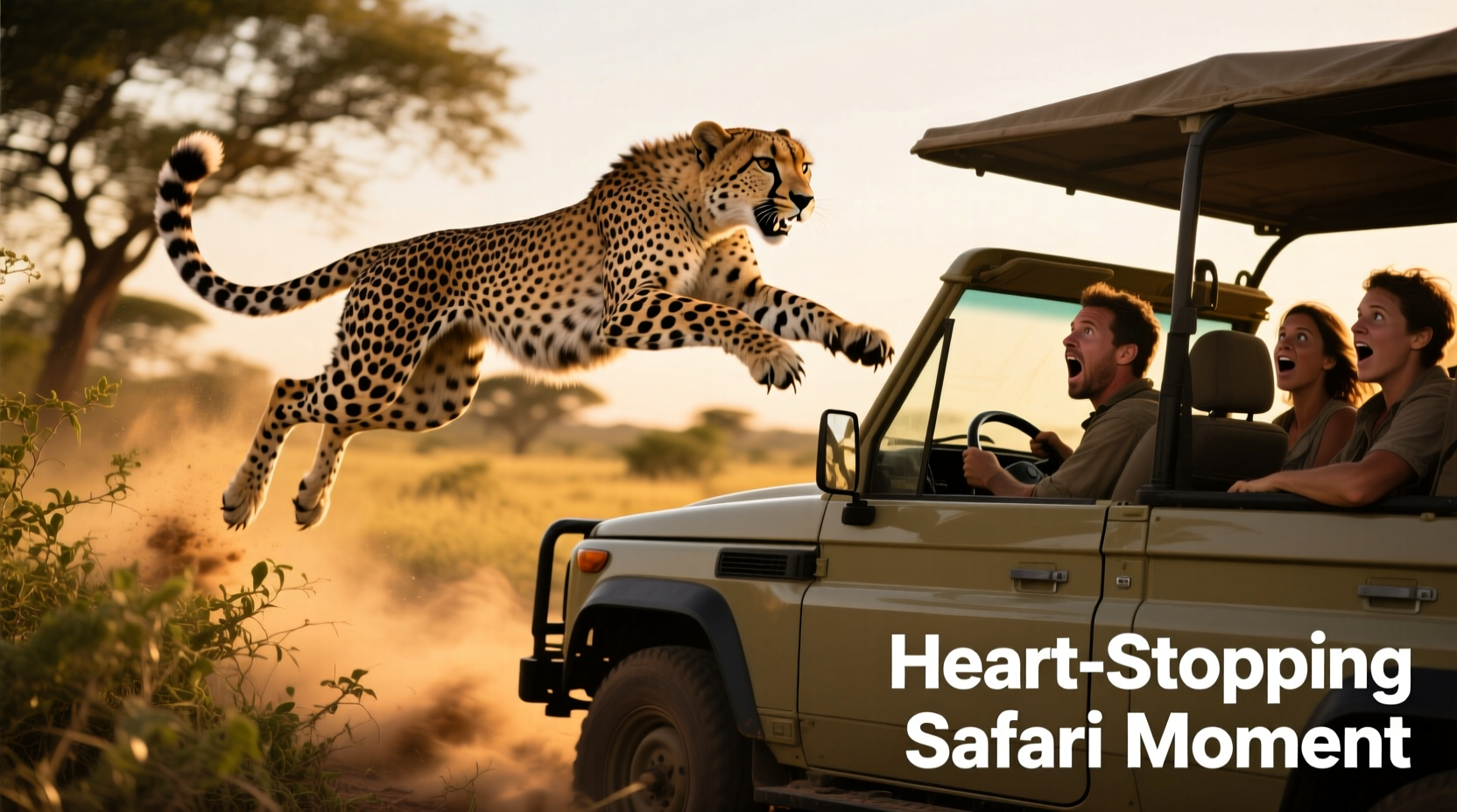 Safari Tour Heart-Stopping Scare: Cheetah Jumps Back Seat Transport Guide