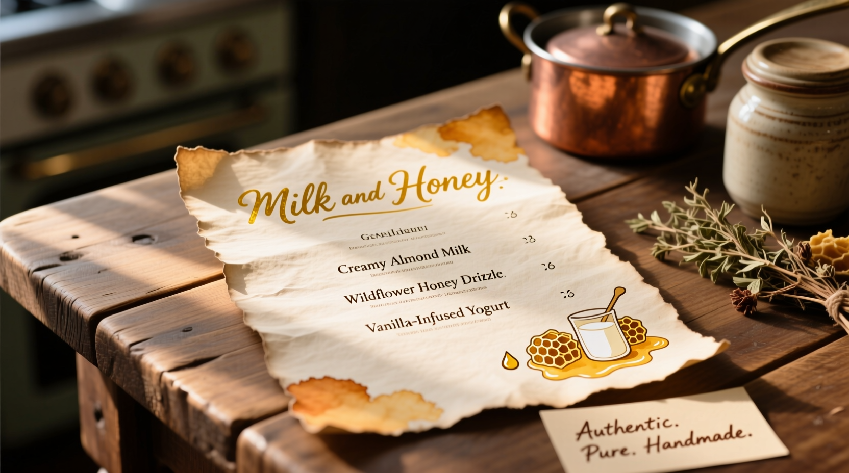 the real milk and honey menu
