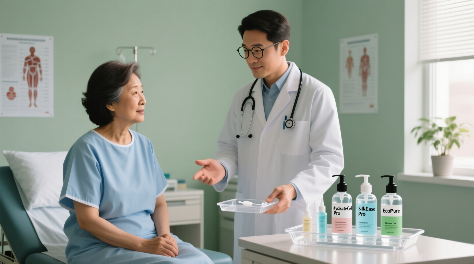 Doctor discussing lubricant options with patient