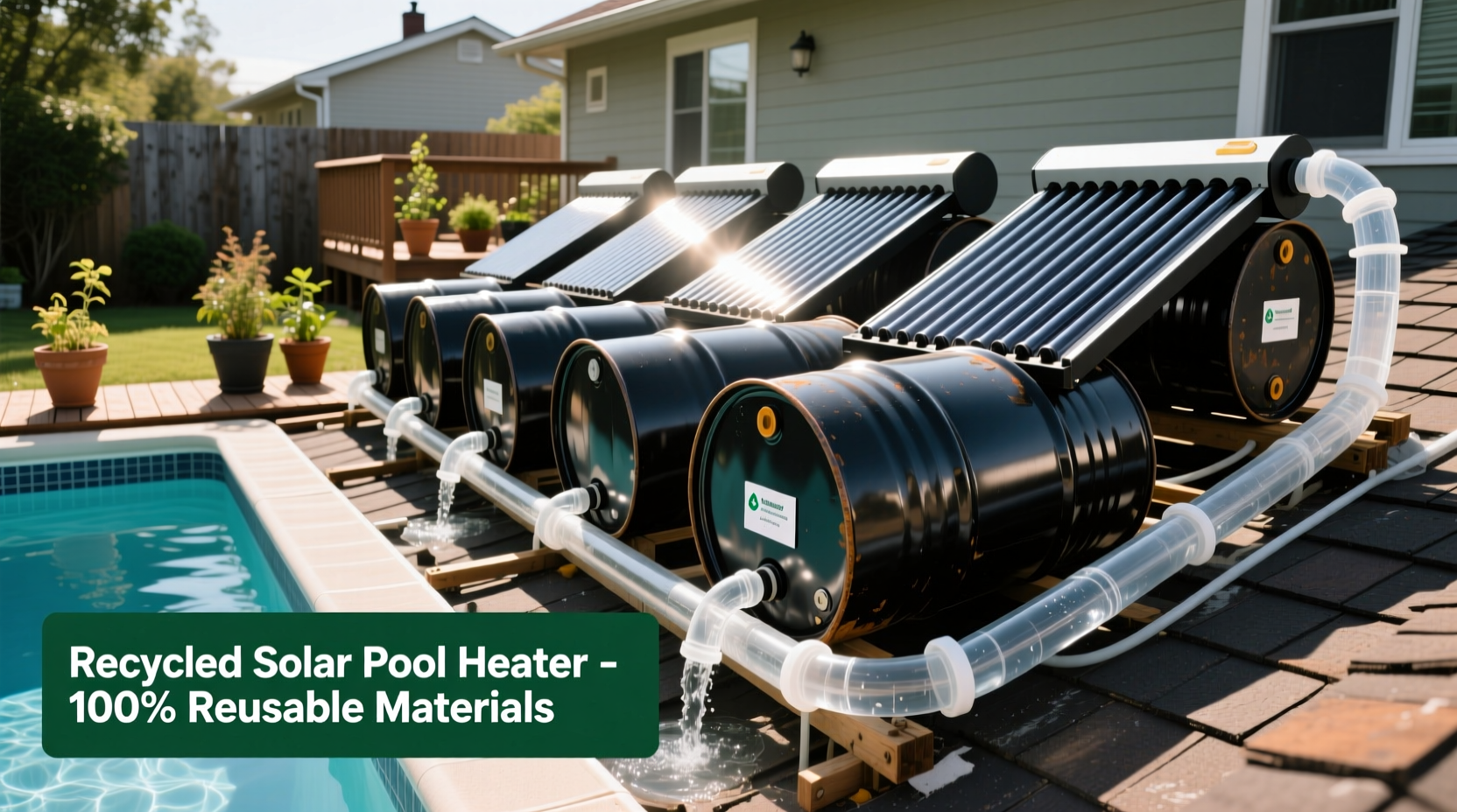 Recycled materials for solar pool heater installation