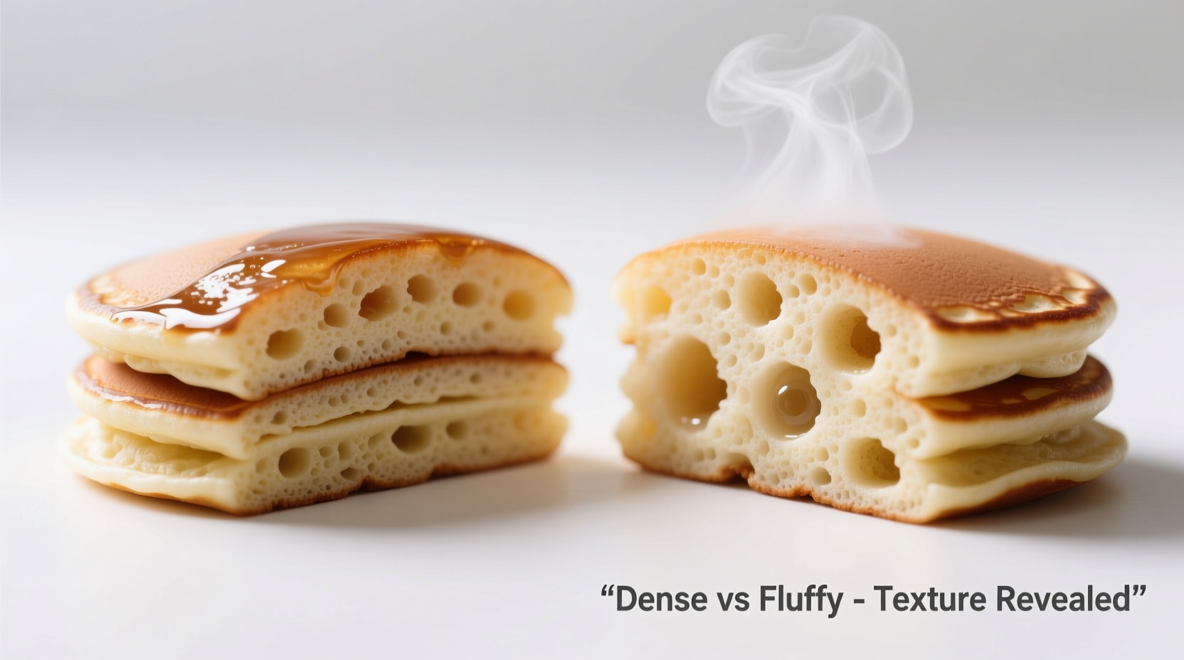 Cross-section comparison of dense versus fluffy pancakes