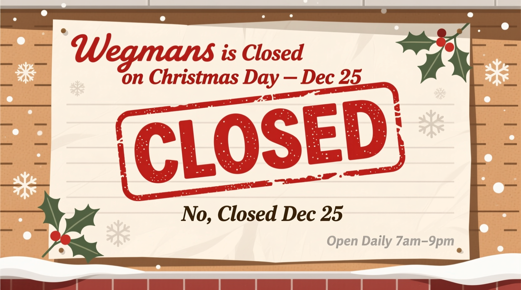 is wegmans open on christmas