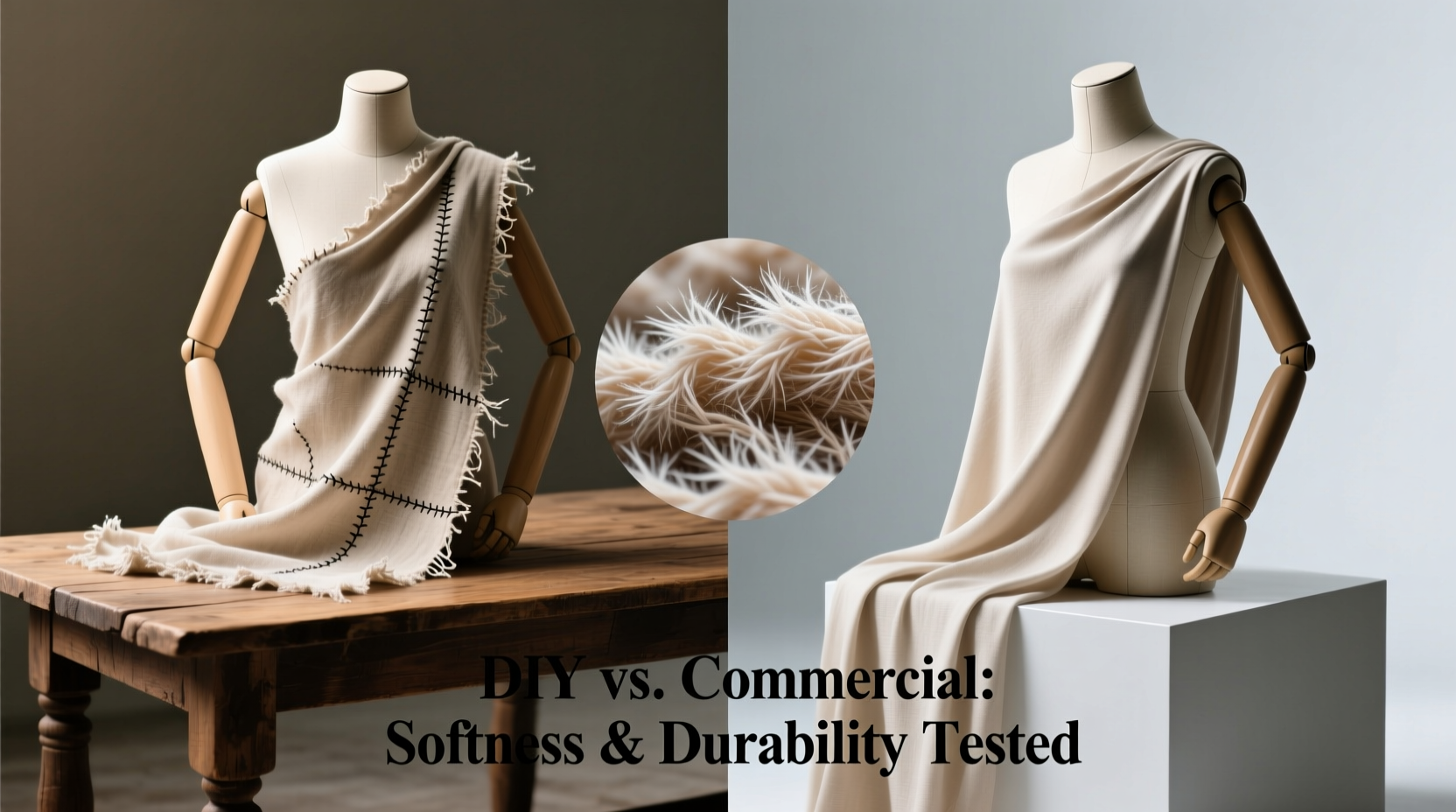 Softened fabrics comparison between DIY and commercial