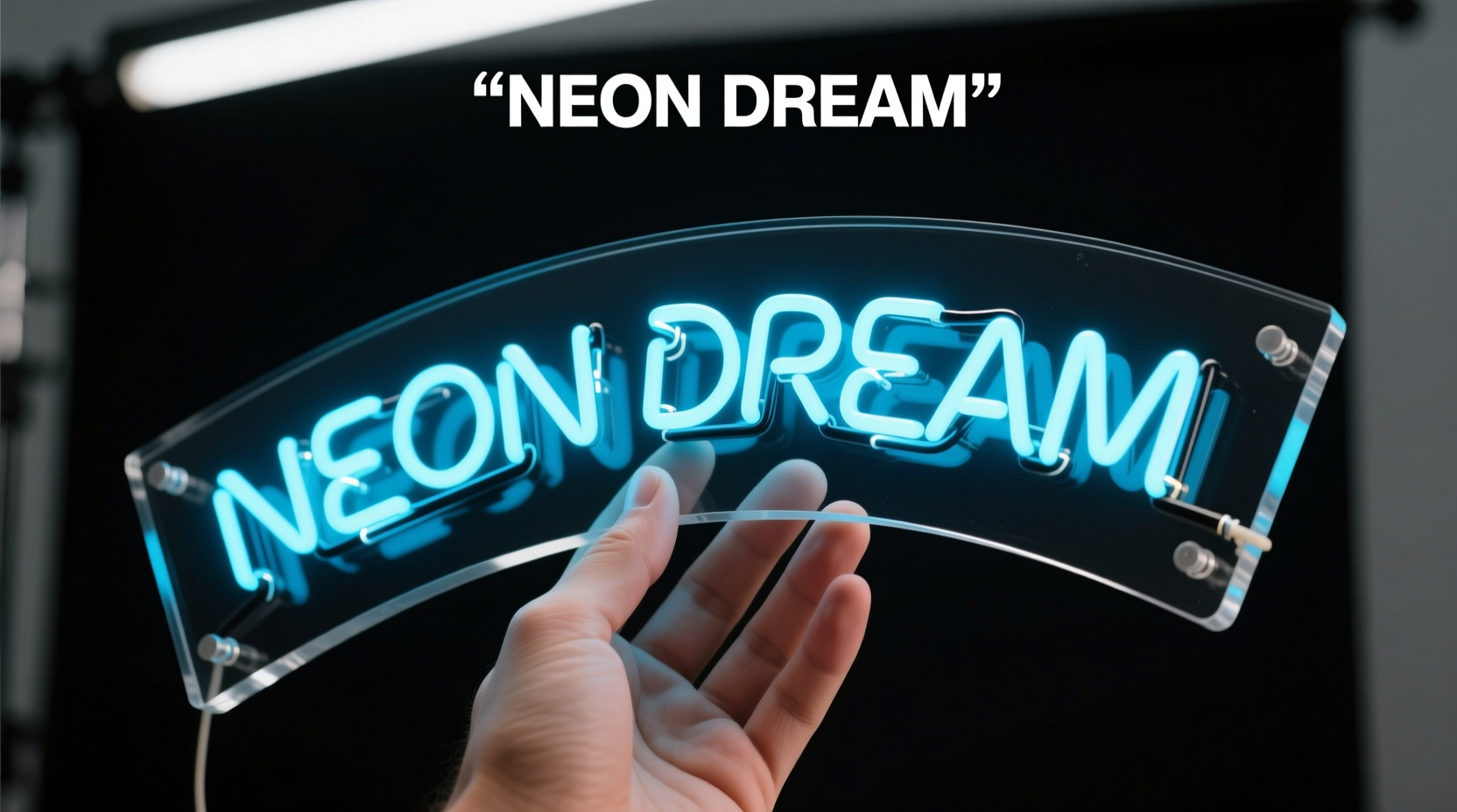 Hand positioning LED neon flex on acrylic template