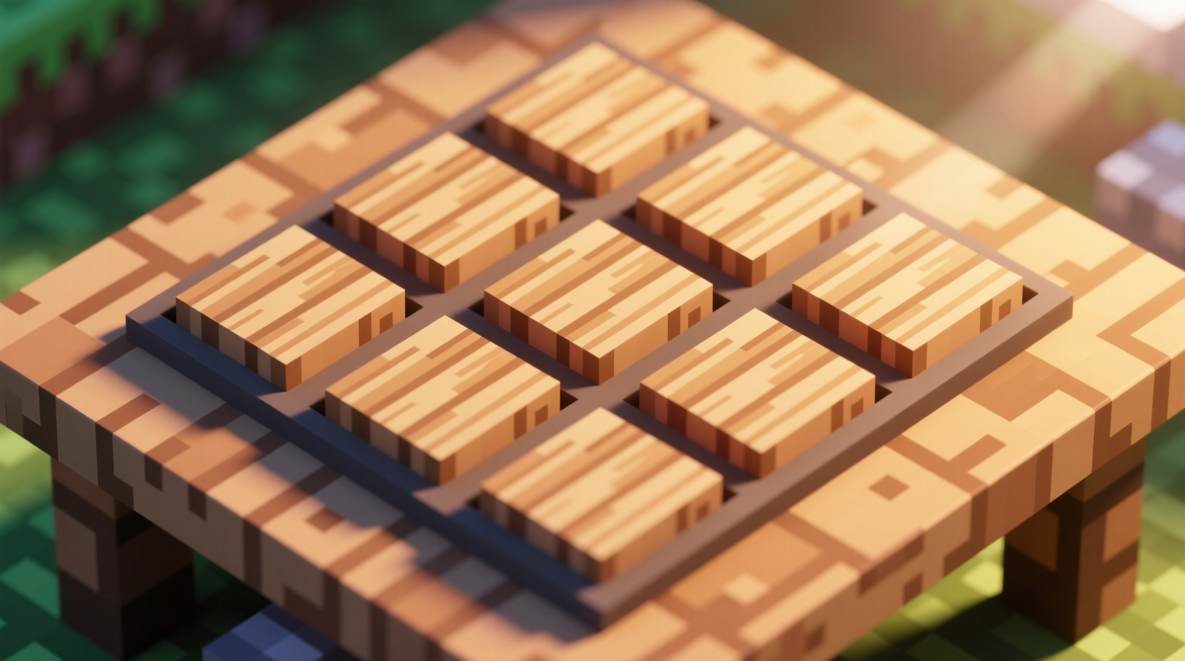 Minecraft inventory grid showing correct plank placement