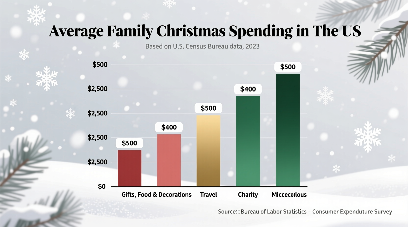 how much does the average family spend on christmas