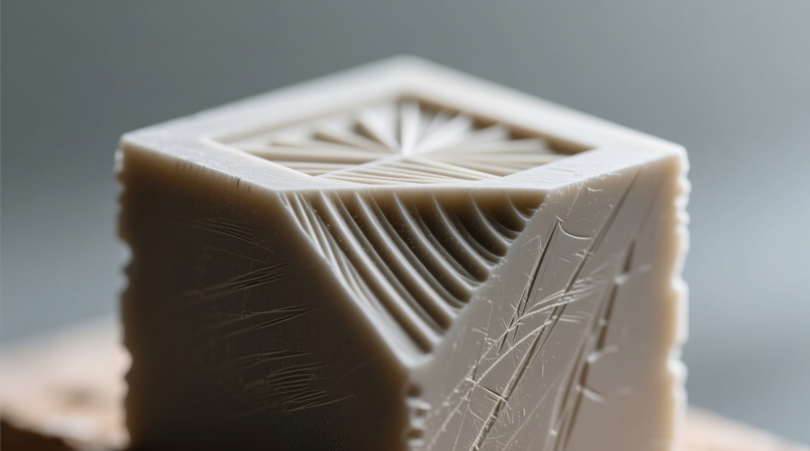 Rubber block carving close-up showing clean edges