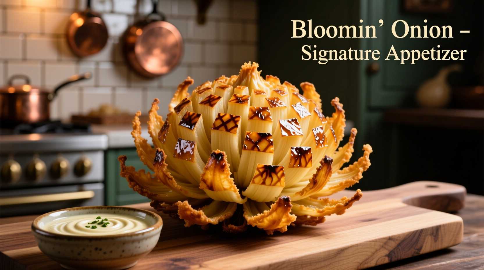 Bloomin' Onion appetizer served with dipping sauce