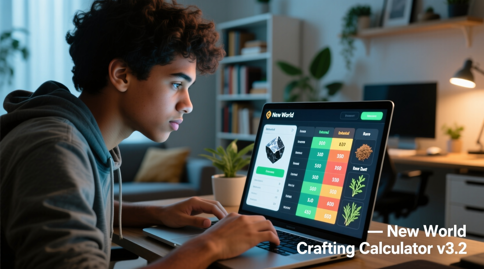 New World player using crafting calculator to compare material costs