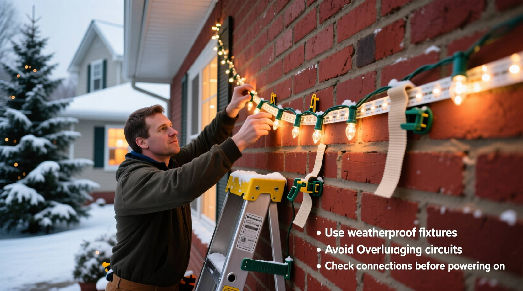 how do you hang christmas lights on brick