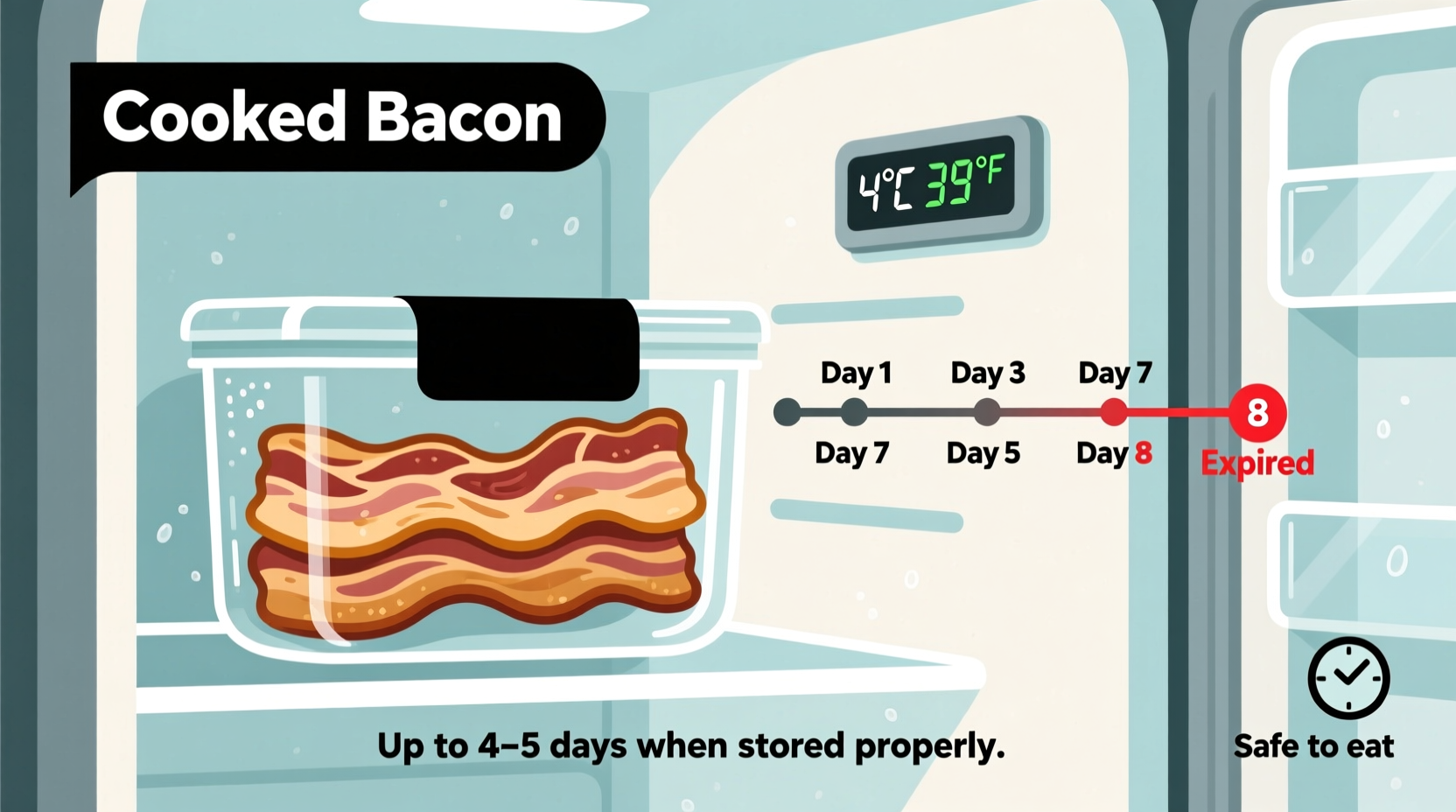 How Long Cooked Bacon Lasts in Refrigerator: 4-5 Days Safely