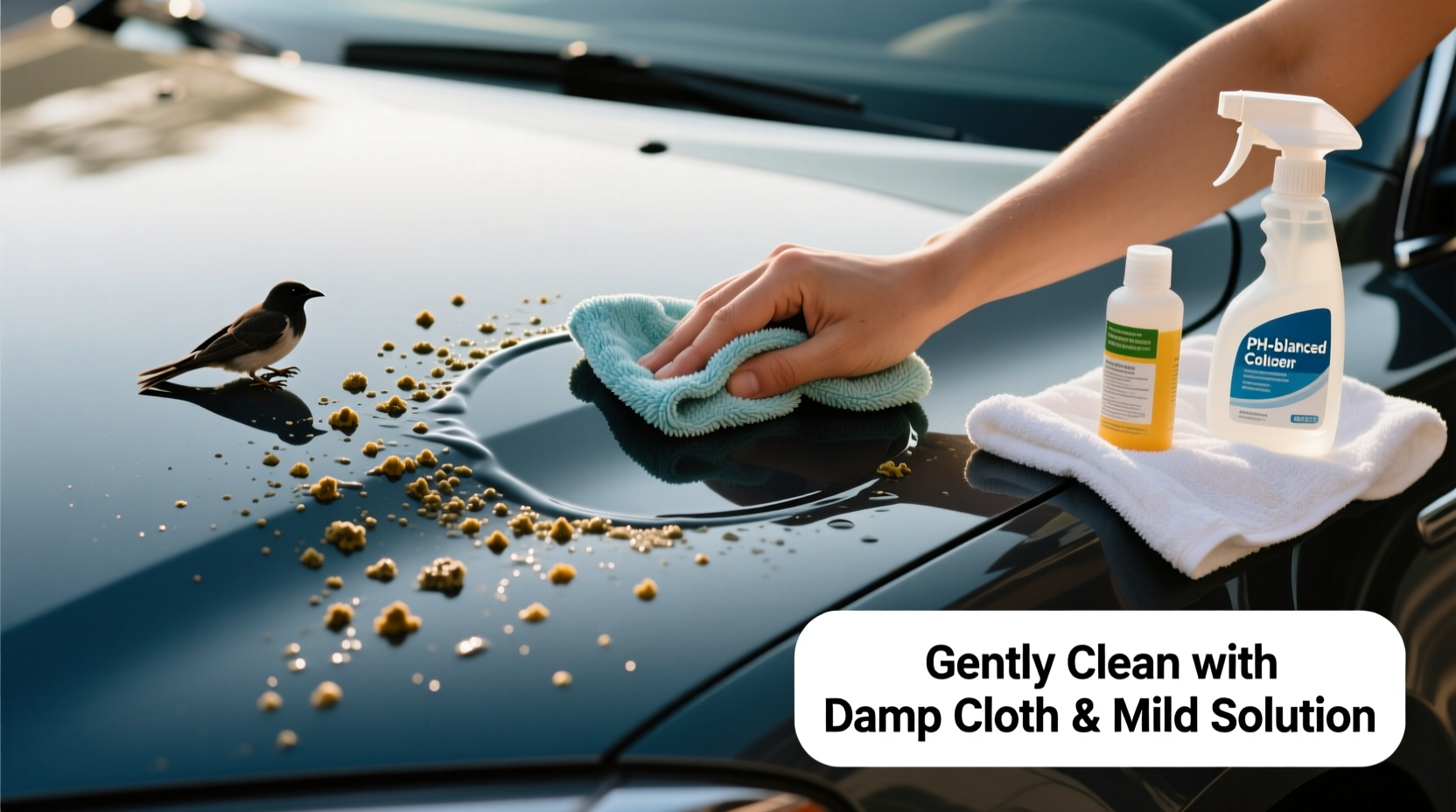 how to clean bird poop off car