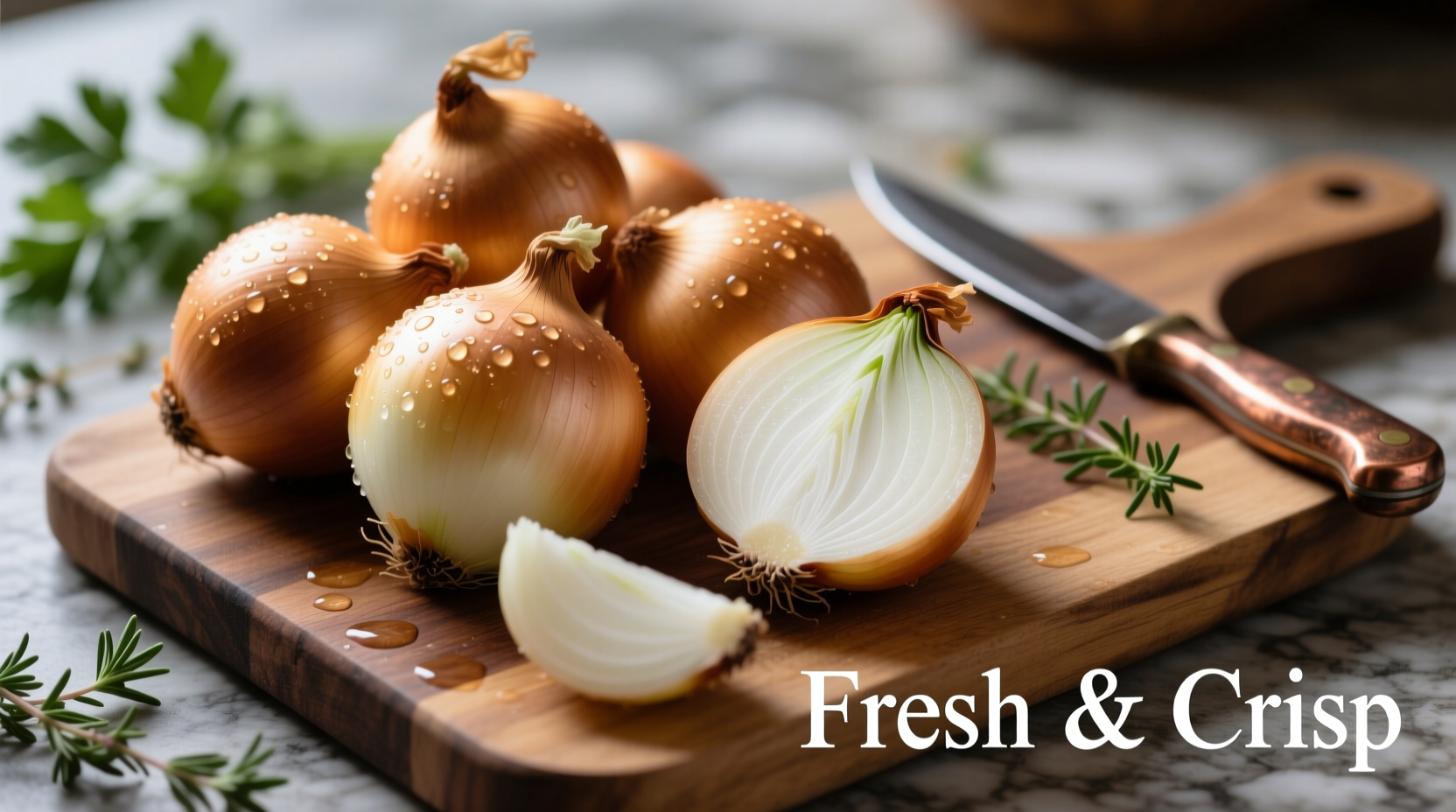 Fresh Spanish onions with golden skin and white flesh