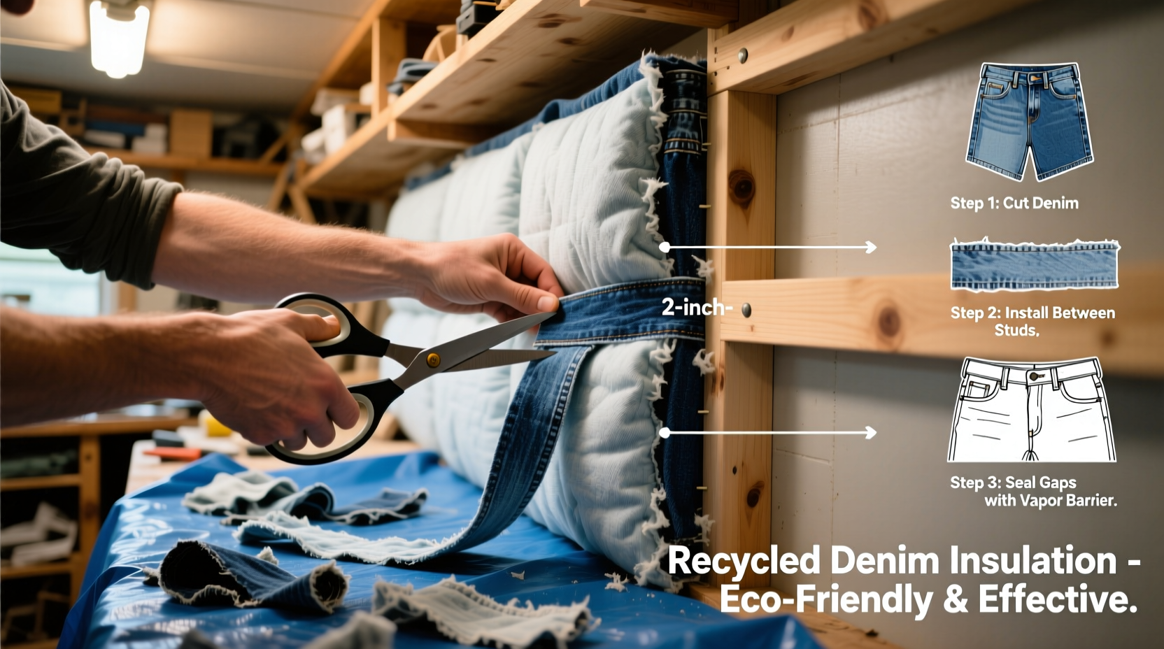 DIY camper insulation process using recycled denim