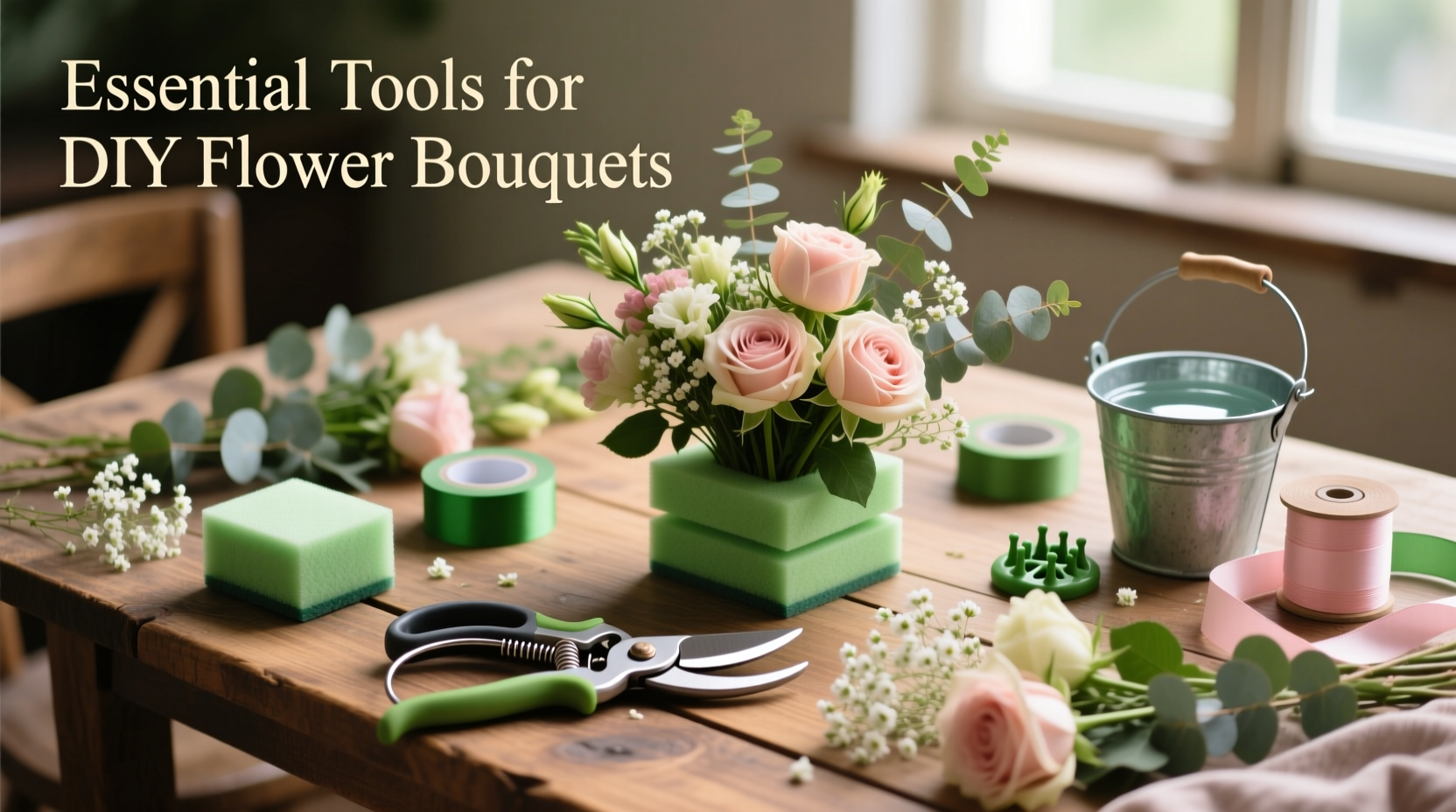 Essential tools for creating DIY flower bouquets