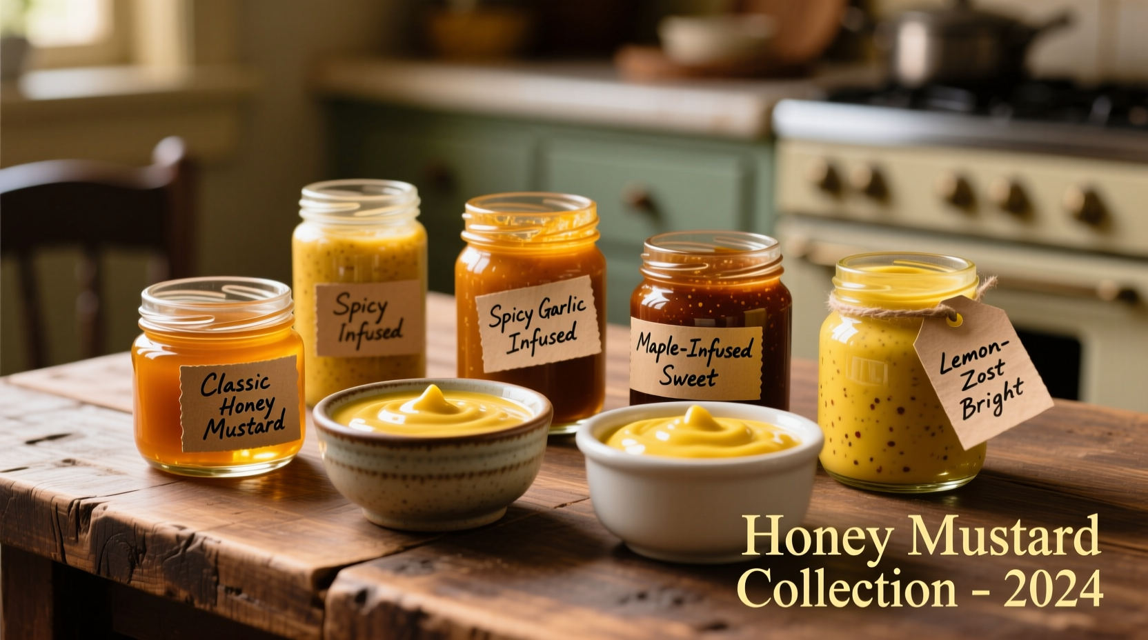 Variety of honey mustard dipping sauces