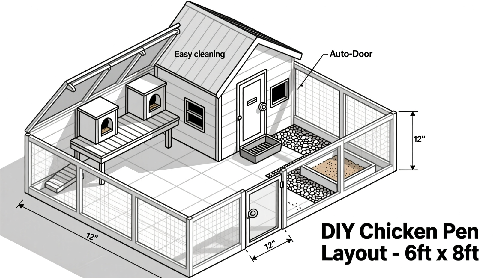 DIY chicken pen space planning diagram