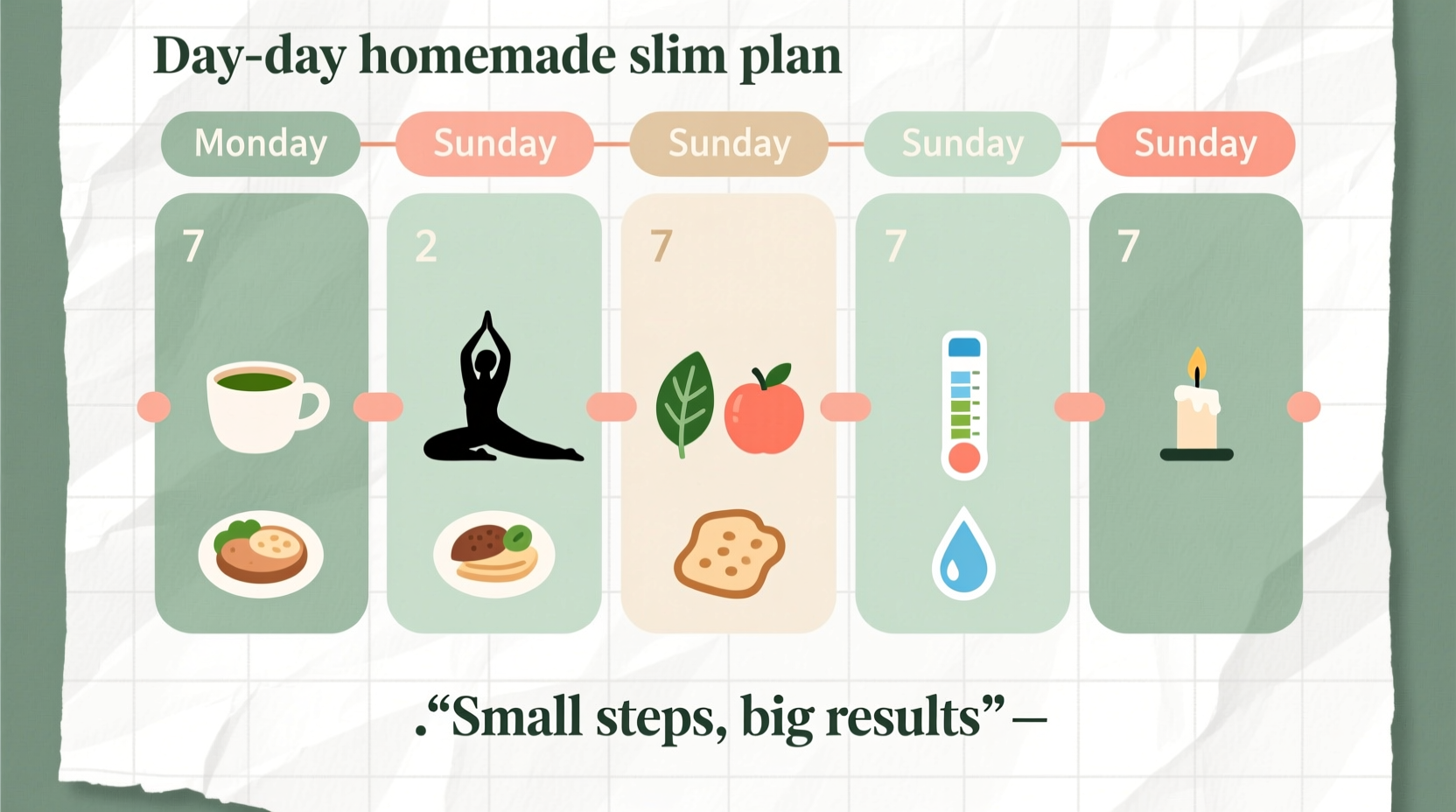 Seven day homemade slim plan calendar visualization