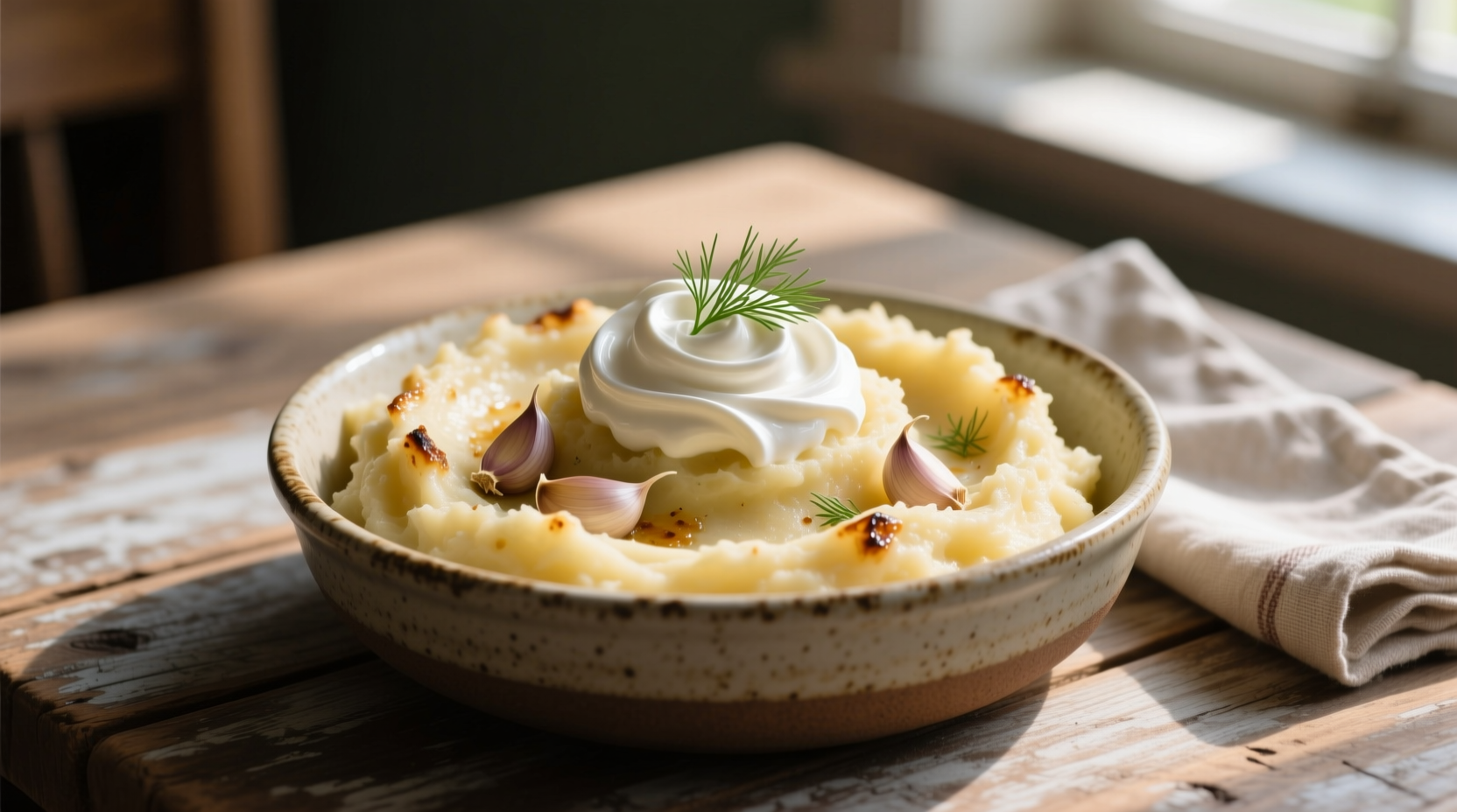 garlic mashed potatoes with sour cream